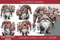 Valentine Bouquet Gnomes, Valentine's Day gnomes with roses Product Image 1