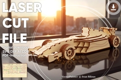 Sport car - 3d laser cut design, SVG DXF pattern Product Image 1