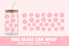 Floral Glass Can Wrap SVG, DXF, PNG, EPS Product Image 1