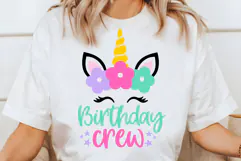 Birthday Crew with Unicorn SVG, DXF, PNG, EPS Product Image 1