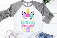 Fifth Birthday Princess with Unicorn SVG, DXF, PNG, EPS Product Image 1