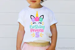 Fifth Birthday Princess with Unicorn SVG, DXF, PNG, EPS Product Image 3