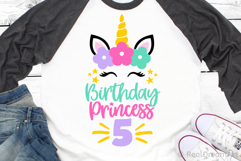 Fifth Birthday Princess with Unicorn SVG, DXF, PNG, EPS Product Image 2