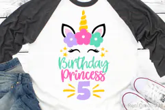 Fifth Birthday Princess with Unicorn SVG, DXF, PNG, EPS Product Image 2