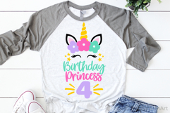 Fourth Birthday Princess with Unicorn SVG, DXF, PNG, EPS Product Image 1