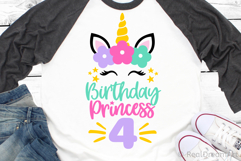 Fourth Birthday Princess with Unicorn SVG, DXF, PNG, EPS Product Image 2
