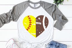 Half Softball Half Football Heart SVG, DXF, PNG, EPS Product Image 2