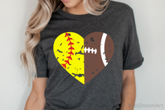 Half Softball Half Football Heart SVG, DXF, PNG, EPS Product Image 3