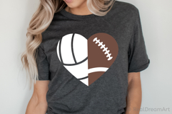Half Volleyball Half Football Heart SVG, DXF, PNG, EPS Product Image 2