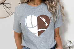 Half Volleyball Half Football Heart SVG, DXF, PNG, EPS Product Image 3