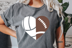 Half Volleyball Half Football Heart SVG, DXF, PNG, EPS Product Image 1