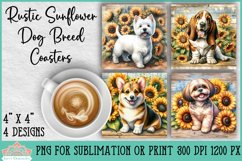 Dog Breed Coaster Sublimation | Rustic Sunflowers Product Image 1