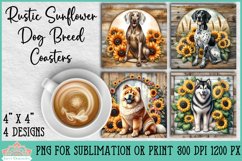 Dog Breed Coaster Sublimation | Rustic Sunflowers Product Image 1