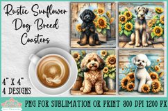 Dog Breed Coaster Sublimation | Rustic Sunflowers Product Image 1