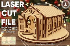 Santa&#039;s Reindeer Barn - laser cut file, Glowforge SVG Product Image 1
