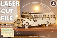 School bus - 3d laser cut design, Glowforge pattern Product Image 1