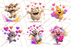 Kawaii Valentine Animals, Cute Heart Love Animals Png Product Image 6