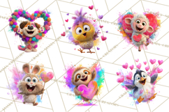 Kawaii Valentine Animals, Cute Heart Love Animals Png Product Image 9