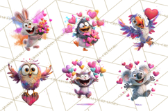 Kawaii Valentine Animals, Cute Heart Love Animals Png Product Image 2