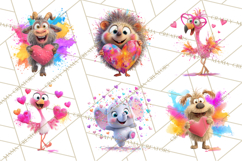 Kawaii Valentine Animals, Cute Heart Love Animals Png Product Image 5