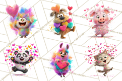Kawaii Valentine Animals, Cute Heart Love Animals Png Product Image 3