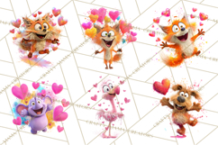 Kawaii Valentine Animals, Cute Heart Love Animals Png Product Image 4