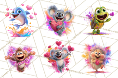 Kawaii Valentine Animals, Cute Heart Love Animals Png Product Image 8