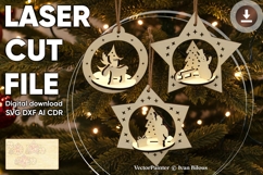 Christmas ornaments - SVG DXF plans for laser cutting Product Image 1