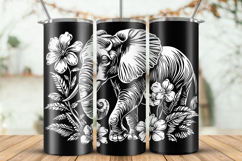 20oz Skinny Tumbler laser svg Elephant and Flowers wrap Product Image 1