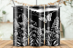 20oz Skinny Tumbler laser svg, Wildflowers pattern wrap Product Image 1