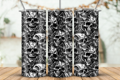 Skinny Tumbler laser svg 20oz Halloween Gothic Skulls wrap Product Image 1