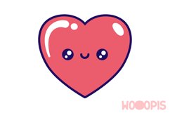 Just Smile - Kawaii Heart - cut files including layers Product Image 1