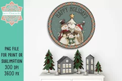 Snowman Family Happy Holidays Christmas Round Design for Sublimation & Print