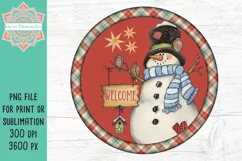 Snowman Welcome Christmas Round Design for Sublimation & Print