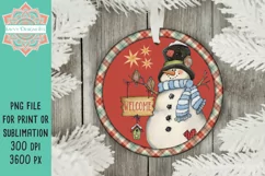 Snowman Welcome Christmas Round Design for Sublimation & Print