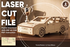 Sport car - 3d laser cut design, SVG DXF files for laser Product Image 1