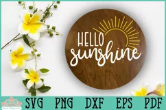Hello Sunshine Welcome Sign Farmhouse Round Door Hanger