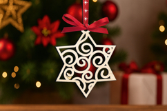 Christmas Tree Holy Star Ornament Laser SVG Holiday Decor Product Image 1