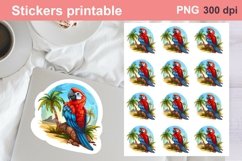 Macaw parrot with palm trees sticker|Sticker Sheet Product Image 1