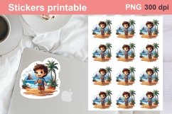 Cute baby on the beach sticker|Printable Sticker Sheet Product Image 1