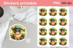 Cute cat sticker|Tropical cat Printable Sticker Sheet Product Image 1