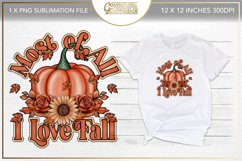 I love fall - retro pumpkin sublimation design Product Image 1
