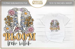 Bloom from within floral skeleton sublimation design Product Image 1