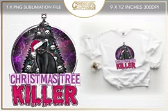 Creepy Christmas sublimation design - Christmas black cat Product Image 1