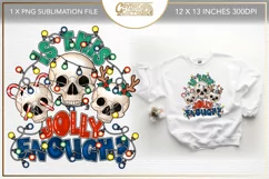 Christmas skull sublimation design - Creepy Christmas png Product Image 1
