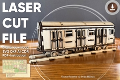 Subway Train Car Laser Cut File, SVG DXF Metro Template Product Image 1