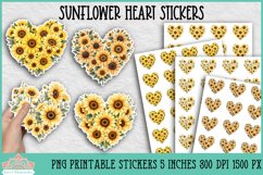Sunflower Heart Shaped Stickers | Printable Stickers Product Image 1