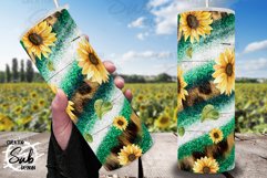 Sunflower Fall Leopard Green Glitter Striped Tumbler PNG Product Image 1