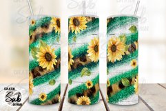 Sunflower Fall Leopard Green Glitter Striped Tumbler PNG Product Image 2