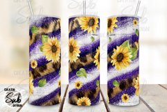 Sunflower Fall Leopard Purple Glitter Striped Tumbler PNG Product Image 2